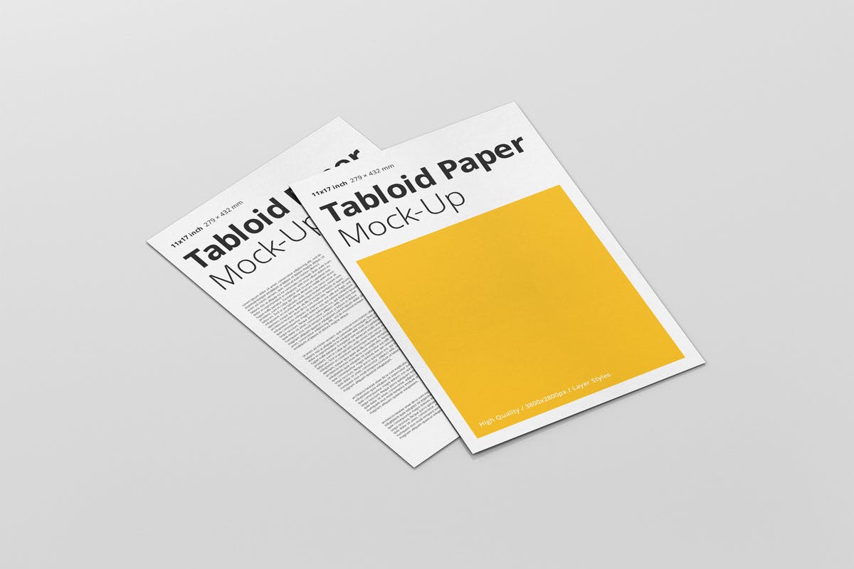 小尺寸报纸传单样机模板 Tabloid Paper Mockup – 11×17插图