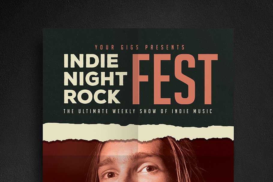 独立摇滚音乐活动宣传传单模板 Indie Rock Event Flyer插图(1)