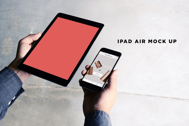 iPad Air&iPhone移动设备Web应用程序设计演示样机 iPad Air iPhone Responsive Display Web App Mock-Up插图(4)