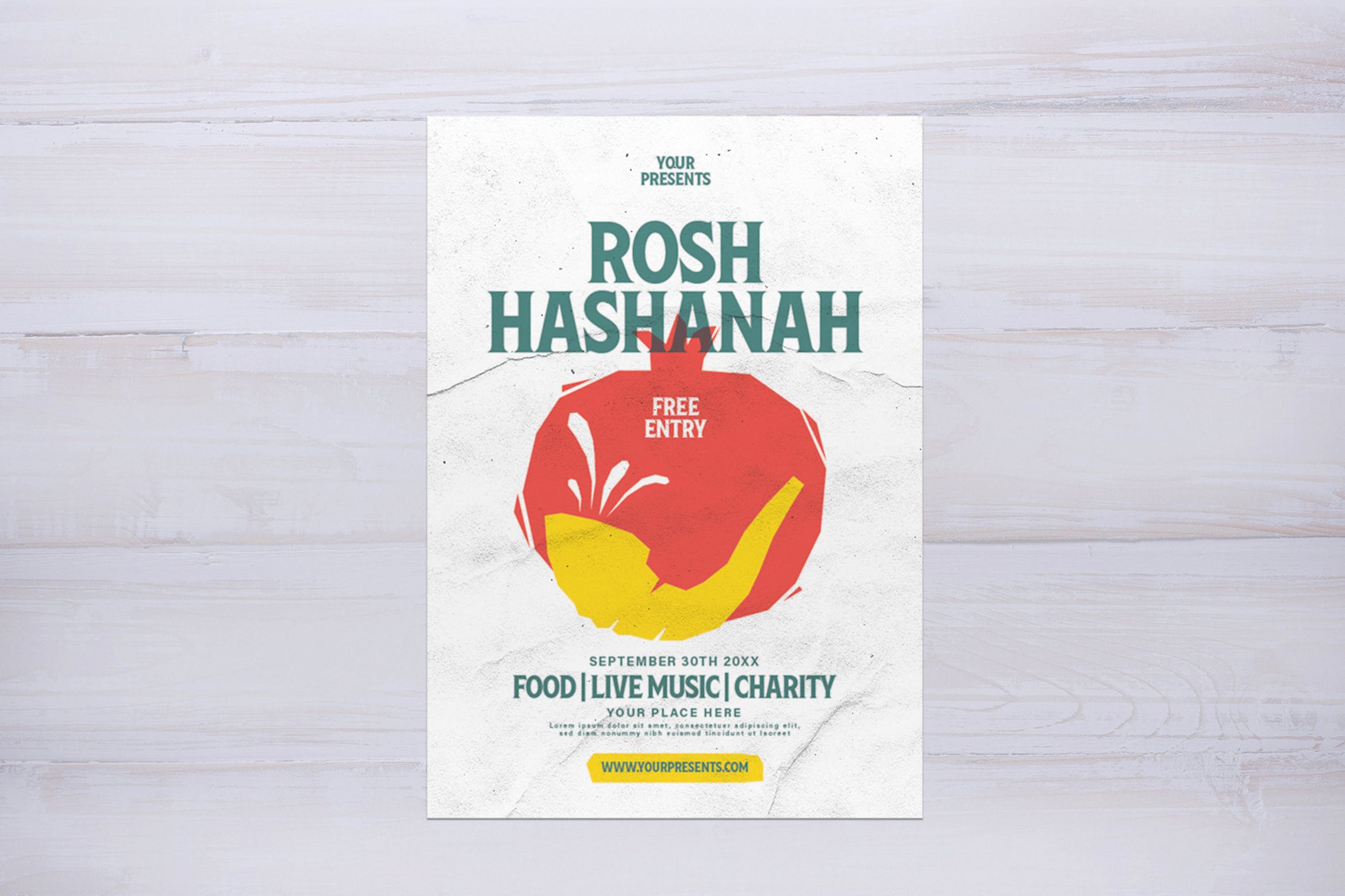 犹太新年庆祝活动海报传单设计模板 Rosh Hashanah Flyer插图