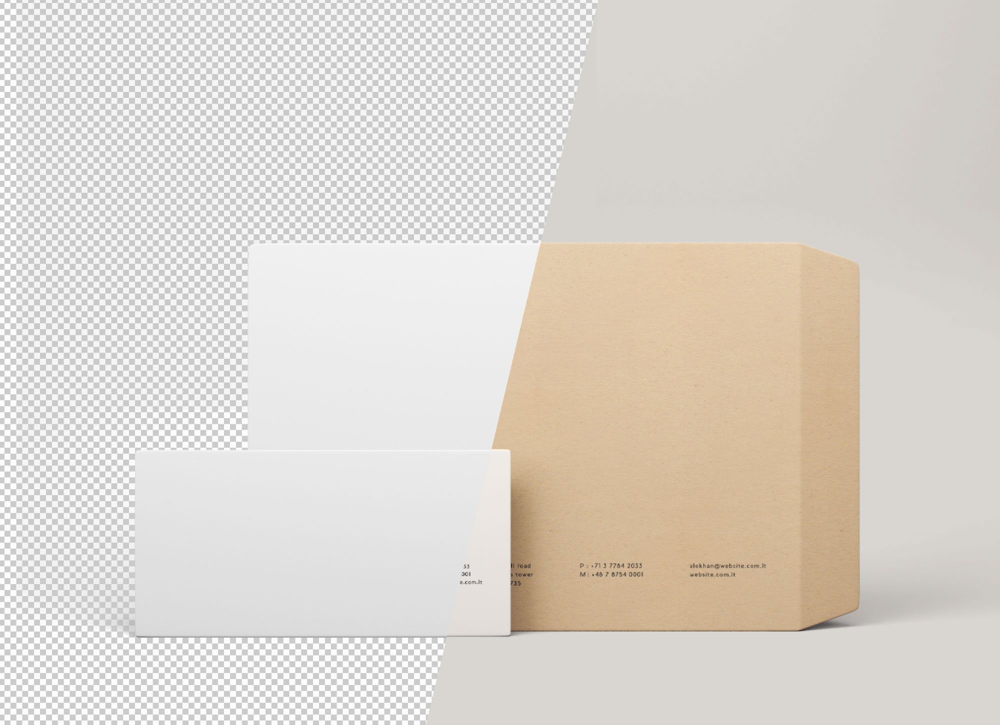 两种尺寸规格信封设计PSD样机模板 Two Size Envelope Mockups .PSD插图(1)
