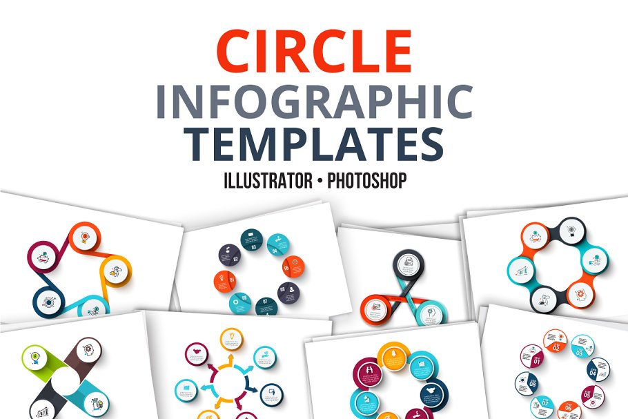 圆形信息图表图形模板幻灯片模板素材 Circle infographic templates插图