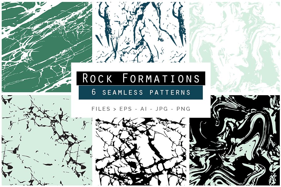 岩石和大理石无缝图案纹理 Rock & Marble Seamless Patterns插图