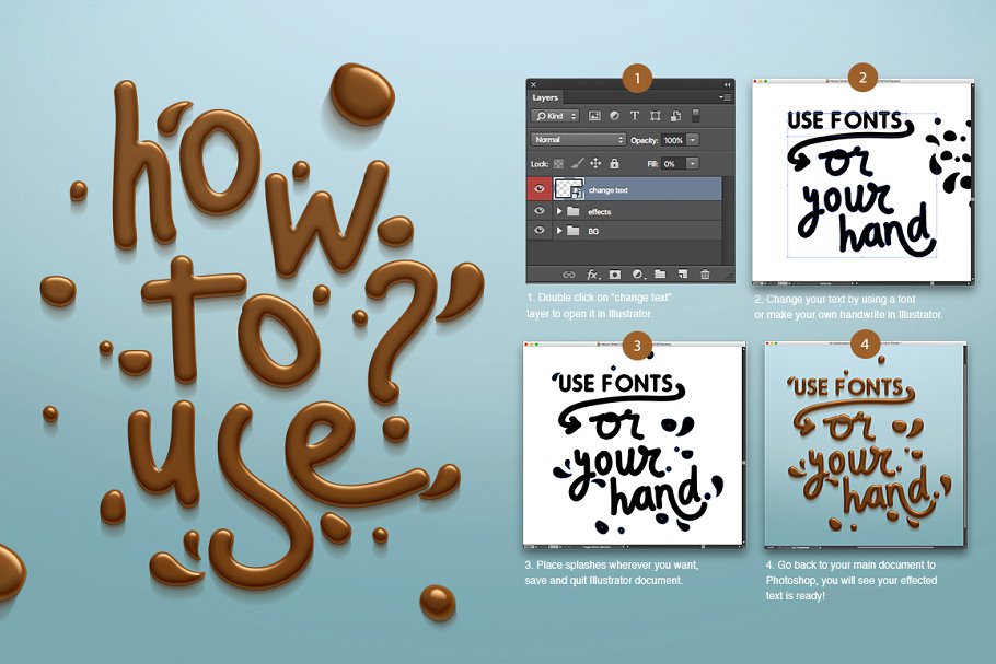 丝滑巧克力质感PS字体样式 Chocolate text effect插图(6)