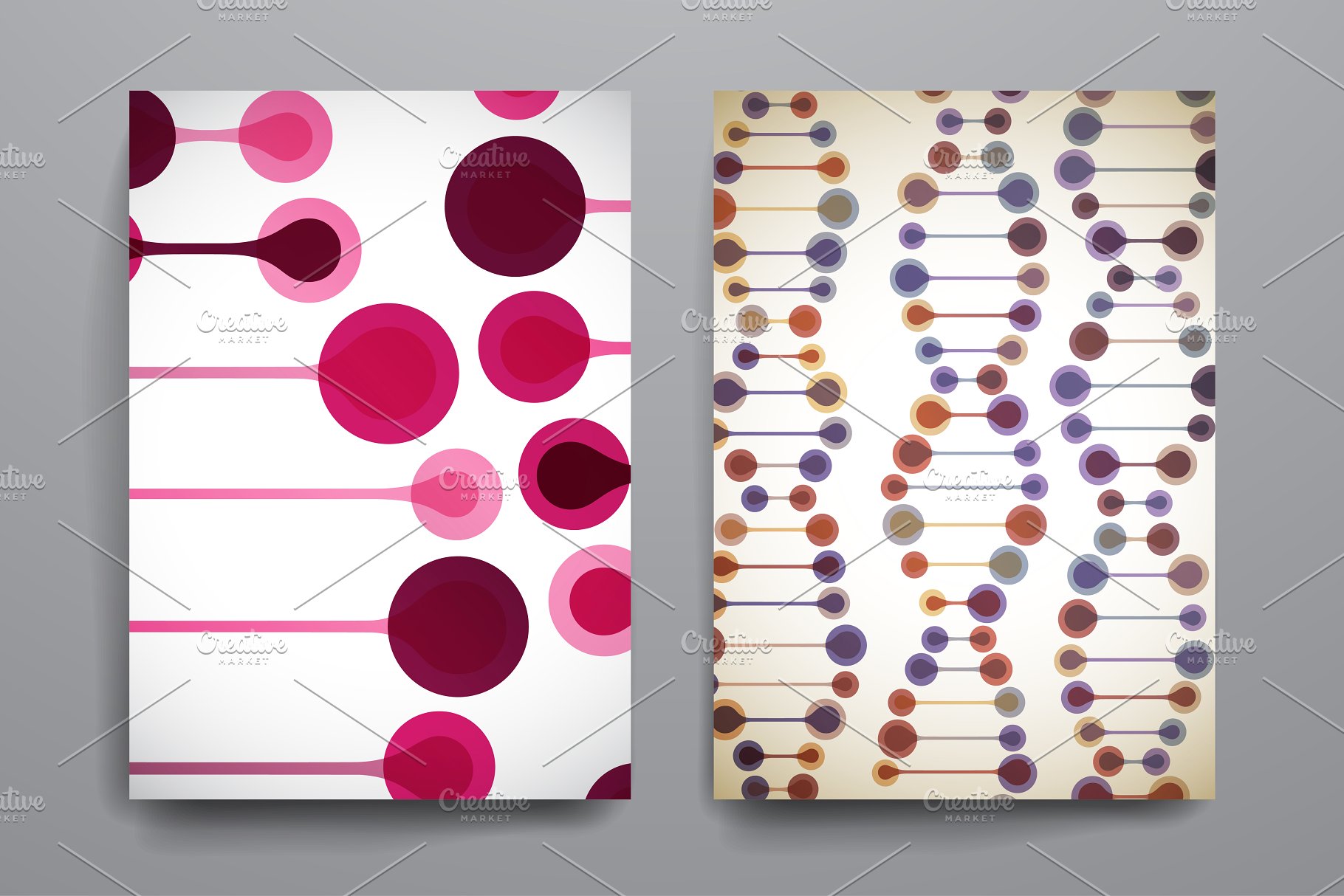 漂亮的DNA链条图形背景小册子模板 Beautiful brochures in DNA style.插图(3)