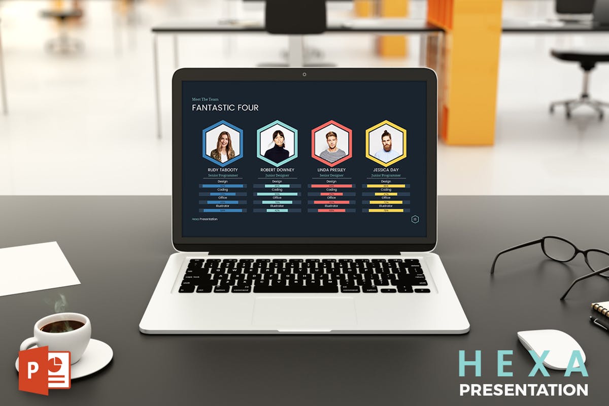 初创公司业务团队介绍PPT幻灯片模板下载 HEXA – Powerpoint Presentation Template插图