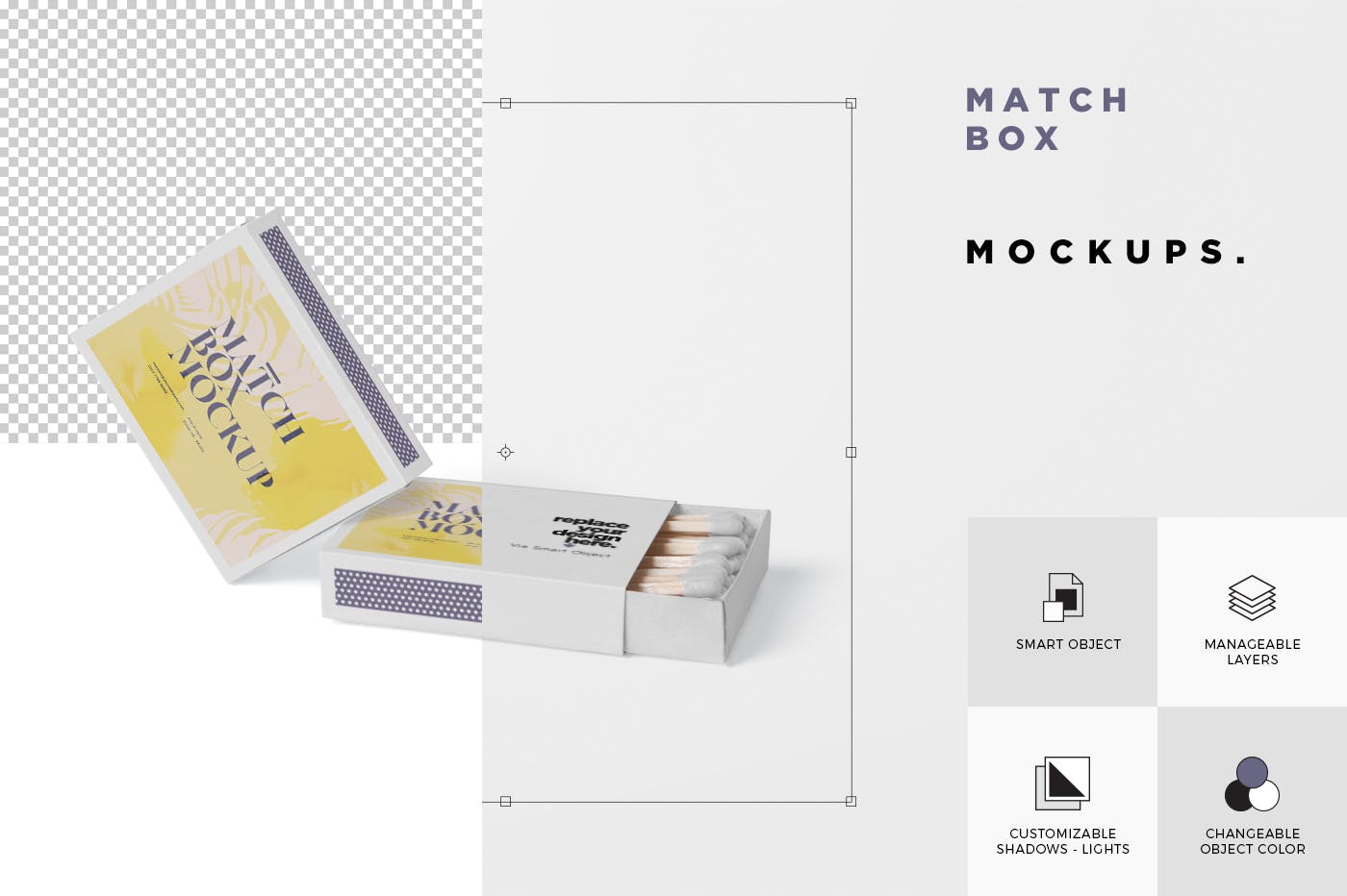 火柴盒外观设计样机模板 Match Box Mock-Up Set插图(6)
