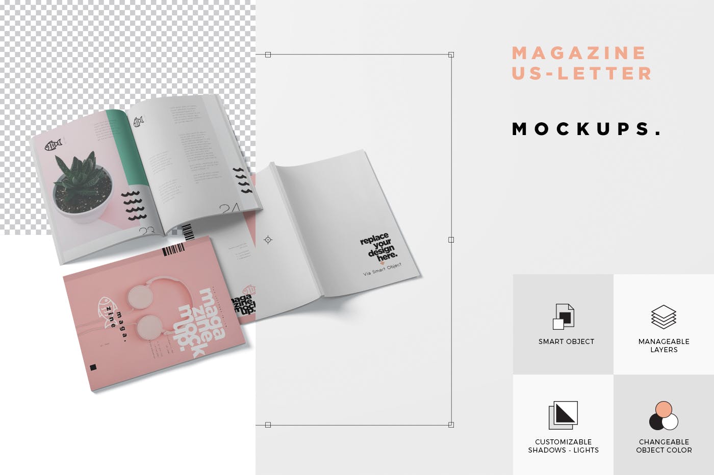 美国信纸尺寸规格杂志封面&内页排版设计效果图样机 Magazine Mockup – US Letter 8.5×11 Inch Size插图(5)