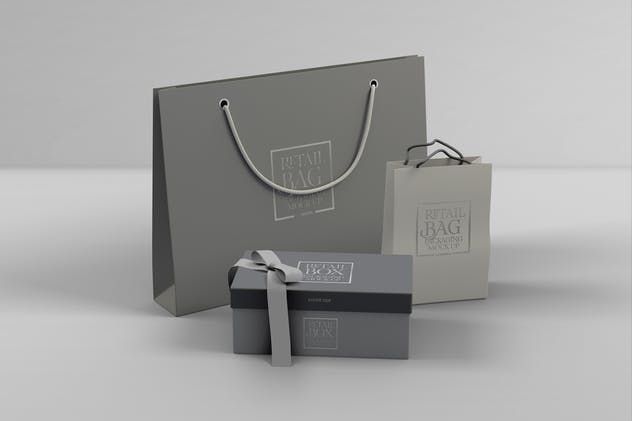豪华金身丝带礼品盒包装样机Vol.2 Retail Boxes Vol.2: Bag & Box Packaging Mockups插图(2)