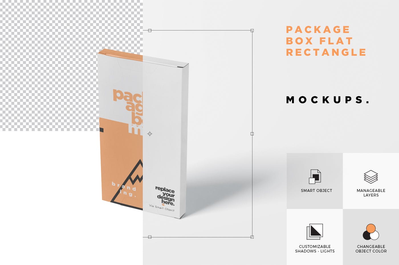 扁平矩形巧克力条/块包装盒外观设计样机 Package Box Mock-Up – Flat Rectangle Shape插图(4)
