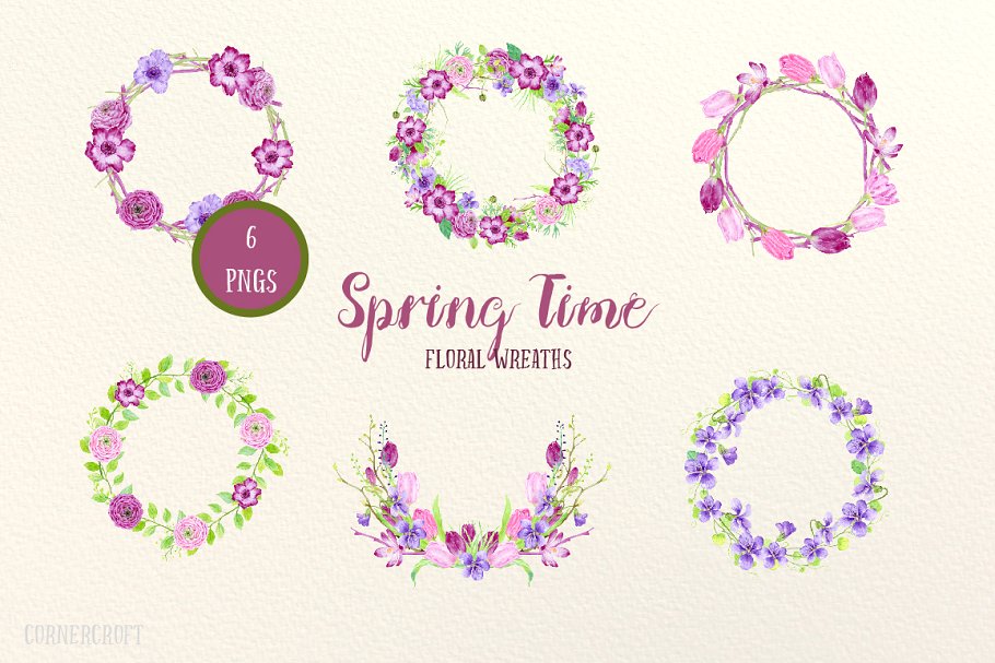 水彩插画设计师套装 Watercolor Design Kit Spring Time插图(3)