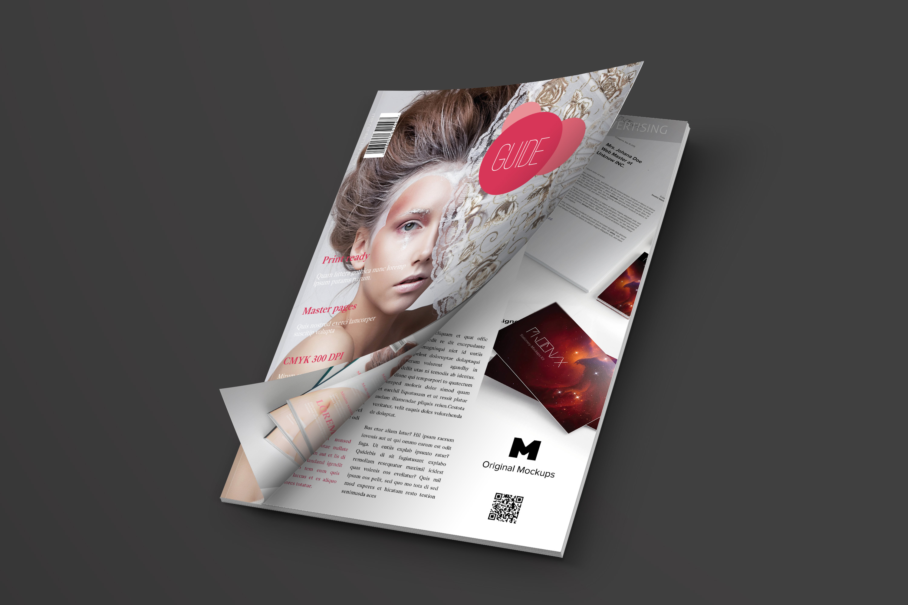 A4规格杂志封面翻页效果排版设计预览样机 A4 Magazine Mockup Cover Opening插图(3)