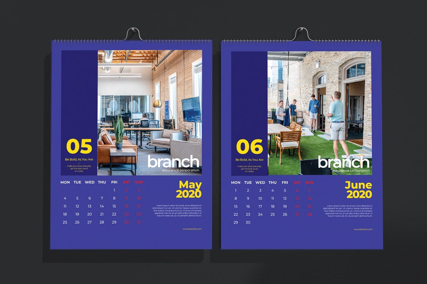 创意企业定制设计2020年挂历模板 Branch Assurance Wall Calendar 2020插图(3)