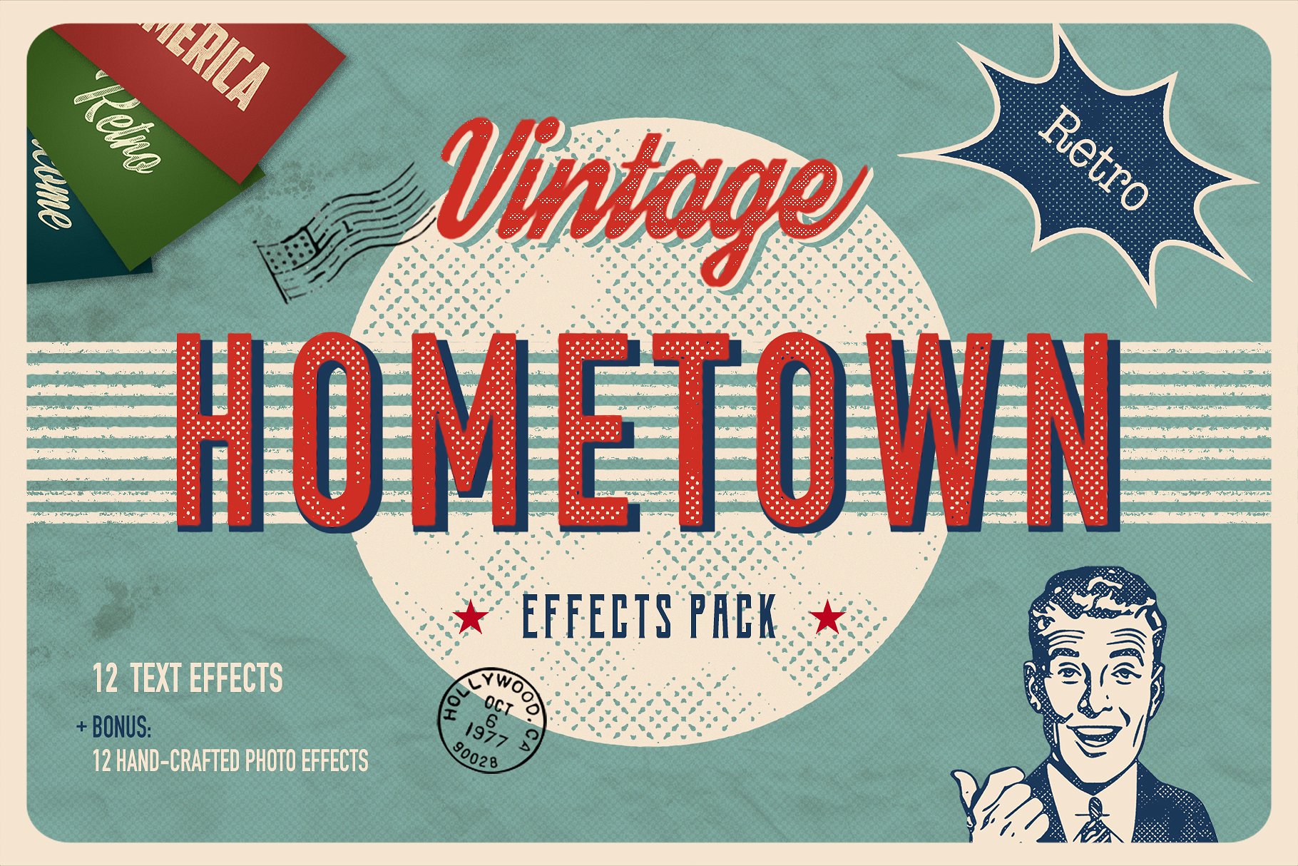 复古怀旧乡村风格图层样式 Vintage Hometown Effects Pack +BONUS插图