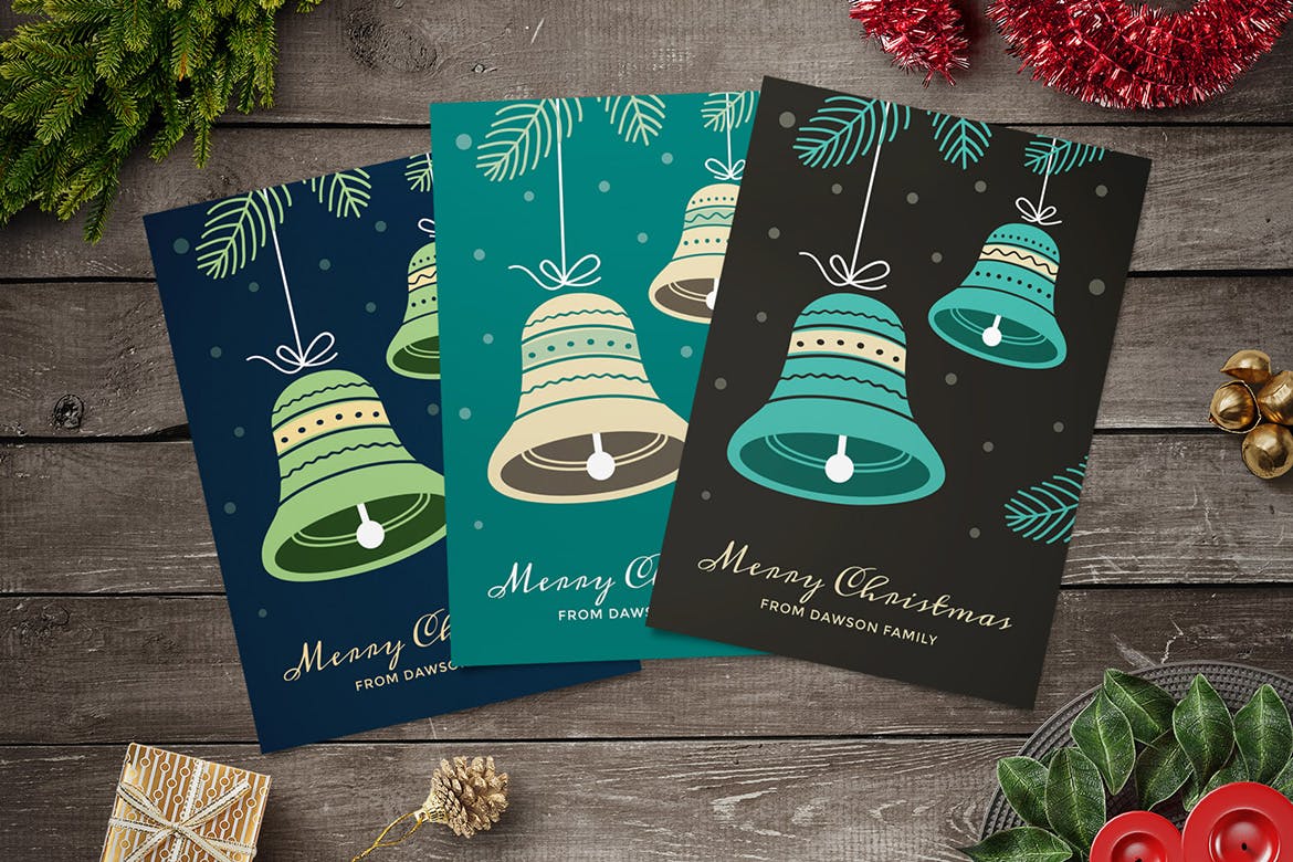 三款简约手绘图案圣诞节贺卡设计模板v2 Christmas Cards Collection vol. 2插图(3)