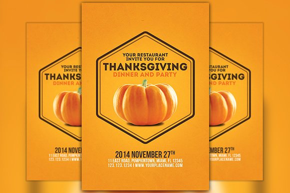 极简主义秋季感恩节传单设计模板 Minimal Thanksgiving Flyer Template插图