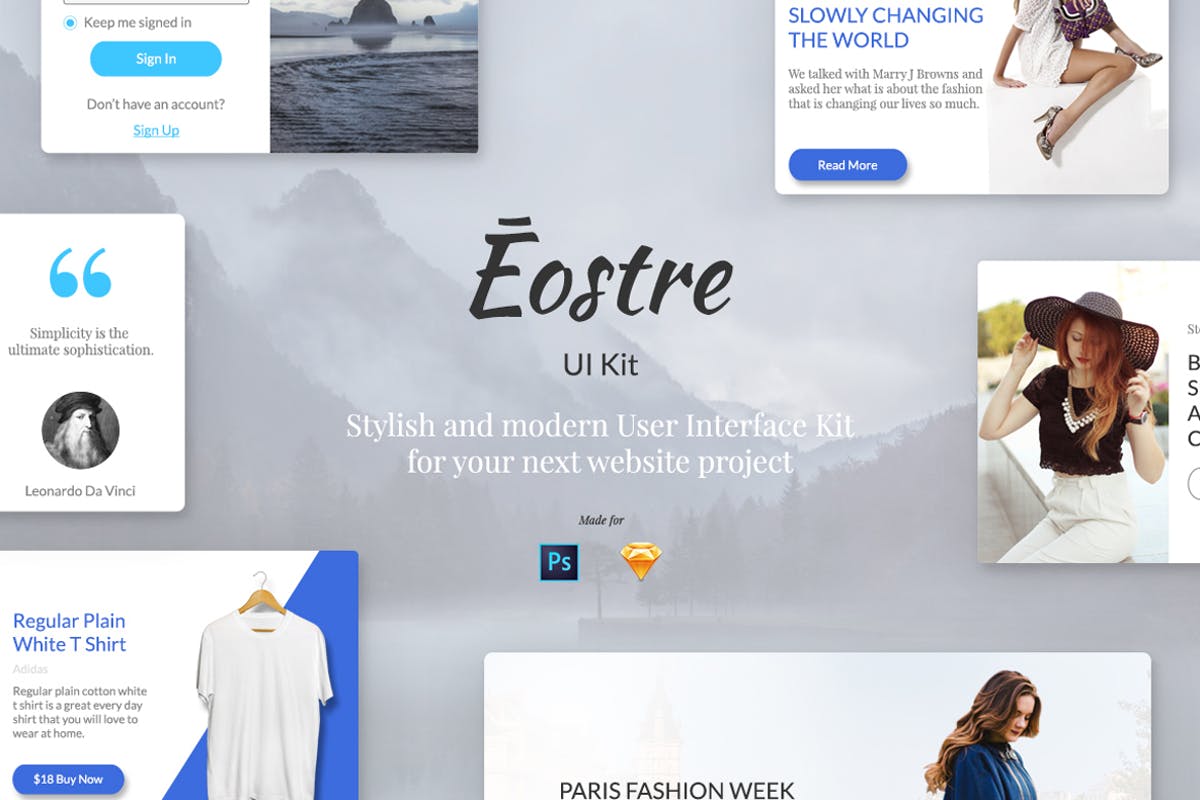 现代设计潮流趋势Web项目UI设计套件 Eostre Ui Kit插图
