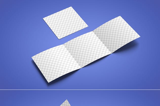 方形三折页企业宣传册样机 Square Trifold Brochure Mock-Up插图(3)