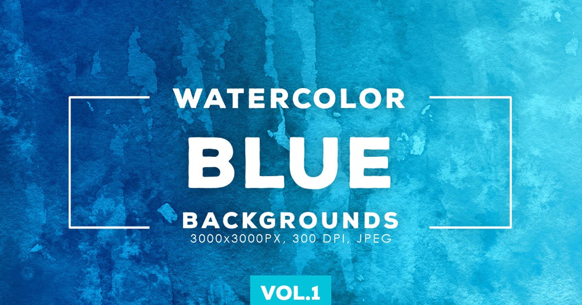 蓝色水彩涂料肌理纹理背景设计素材v1 Blue Watercolor Backgrounds Vol.1插图