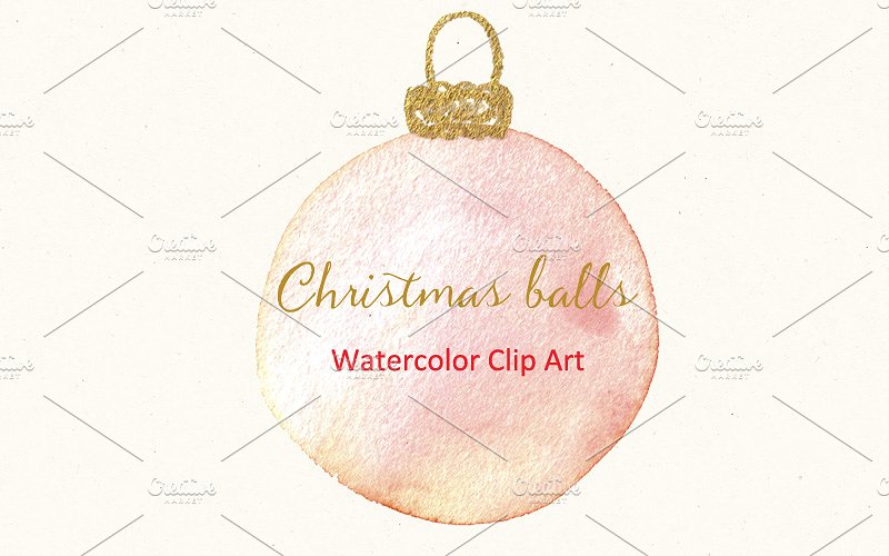 圣诞节装饰球剪贴画 Christmas balls. Watercolor Clipart插图(1)