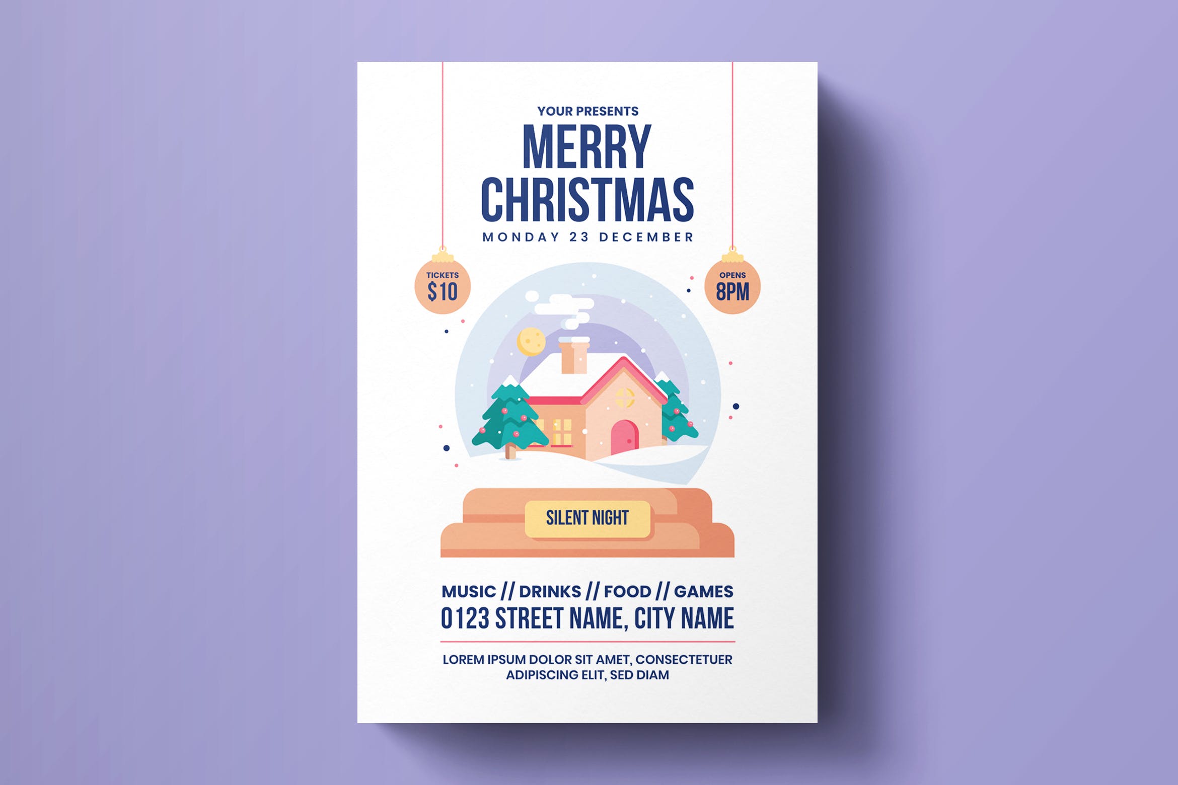 圣诞节主题活动门票海报传单设计模板素材 Christmas Flyer Template插图