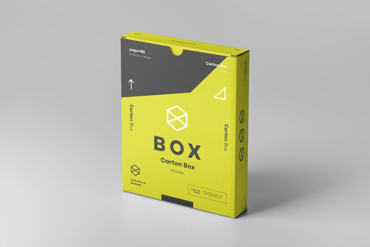扁平产品包装纸箱盒子设计样机 Flat Carton Box Mockup插图