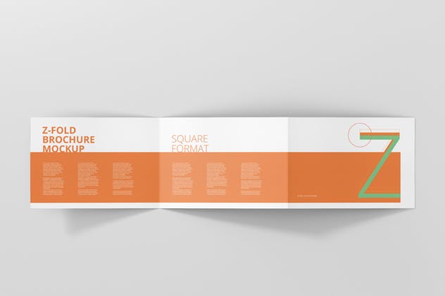 横向三折页菜单/广告册子样机模板 Z-Fold Brochure Mockup – Landscape Din A4 A5 A6插图(10)