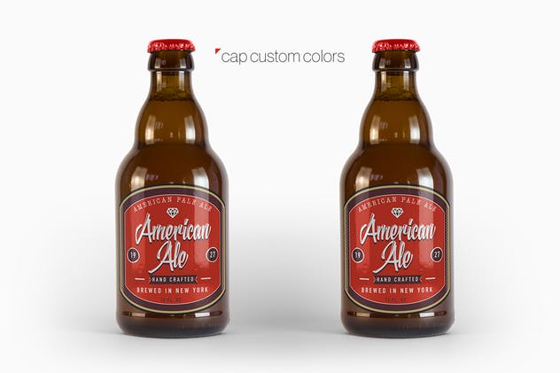 啤酒琥珀瓶啤酒瓶样机 Steinie Beer Amber Bottle Mockup插图(2)