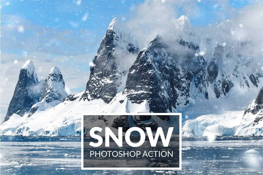 浪漫的雪景飘舞雪花效果PS动作 Snow Photoshop Action插图