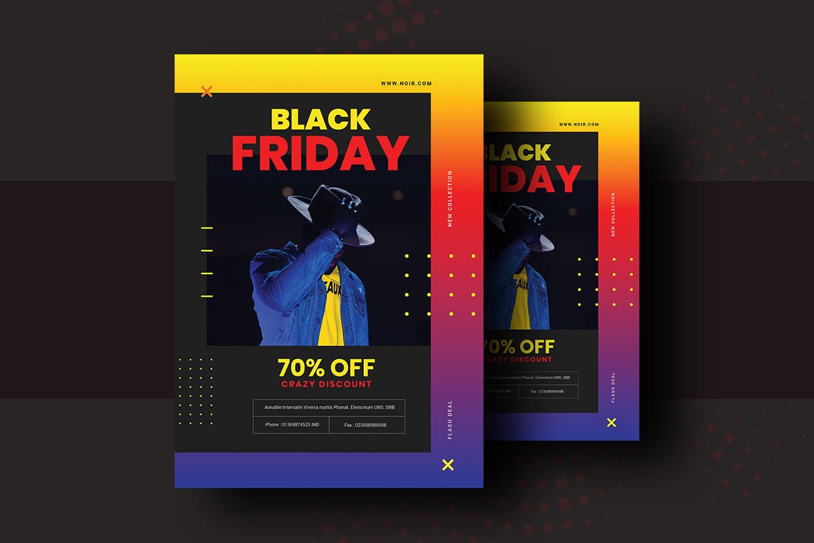 黒五疯狂购物节大促活动广告海报传单模板v8 Black Friday Product Promotional Flyer V-8插图