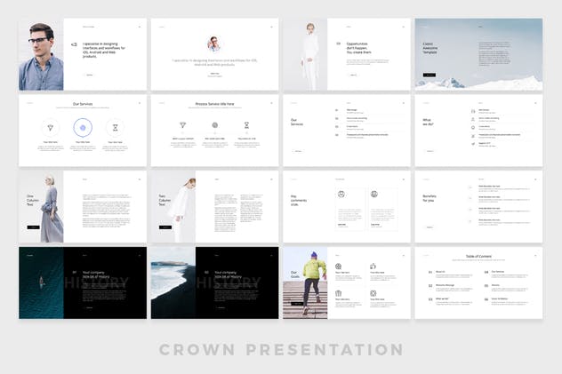 简单专业的企业PPT模板设计素材 CROWN Powerpoint Template插图(1)