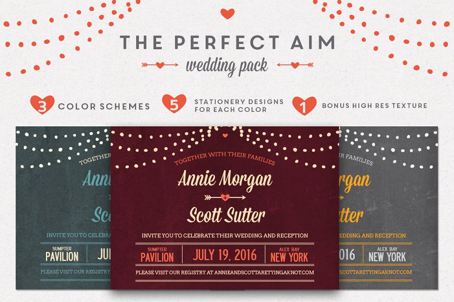 完美婚礼婚宴邀请设计物料模板合集 Perfect Aim Wedding Pack Templates插图