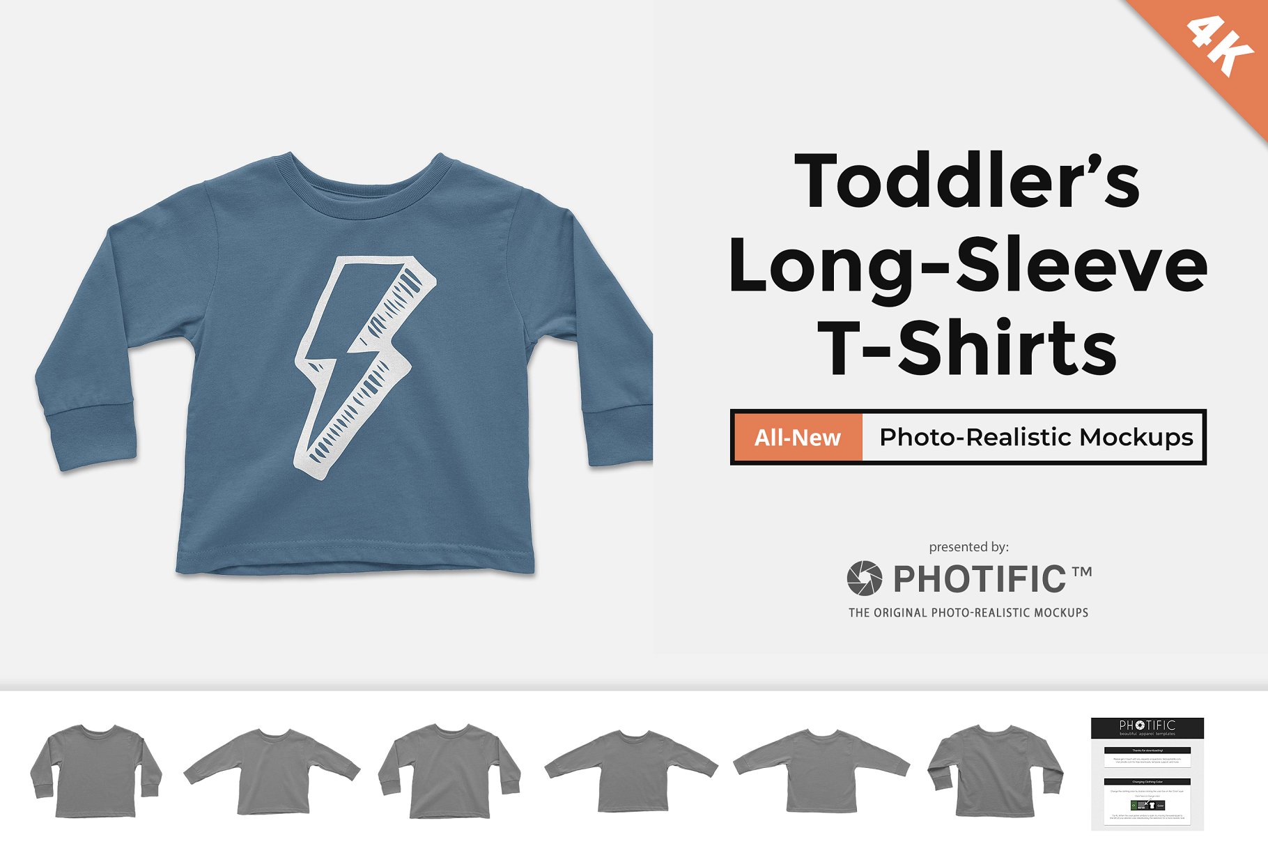 幼童长袖T恤样机模板 Toddler’s Long Sleeve Shirt Mockups插图