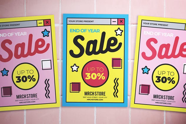 店铺超市年终大促活动广告海报设计模板 End of Year Sale Flyer插图(3)