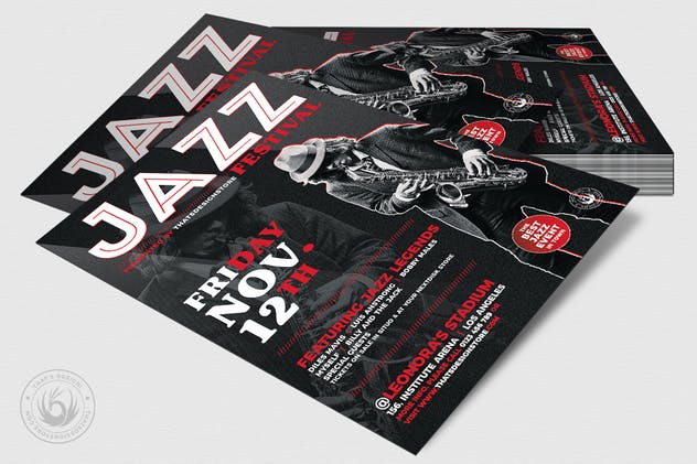 爵士音乐节传单海报设计模板V3 Jazz Festival Flyer Template V3插图(3)