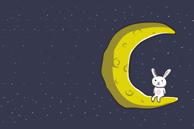 月亮兔子矢量插画设计素材 Moon Rabbit Vector Illustration Artwork插图(1)