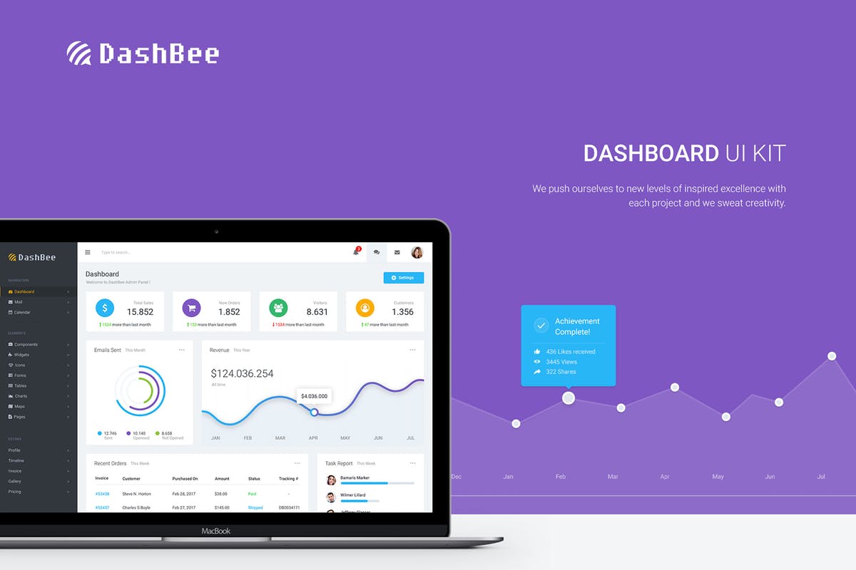 网站后台控制面板设计UI套件 DashBee – Dashboard UI Kit插图