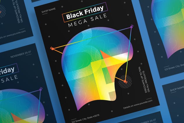 黑色星期五电商促销广告海报模板 Black Friday Sale Flyer and Poster Template插图(2)