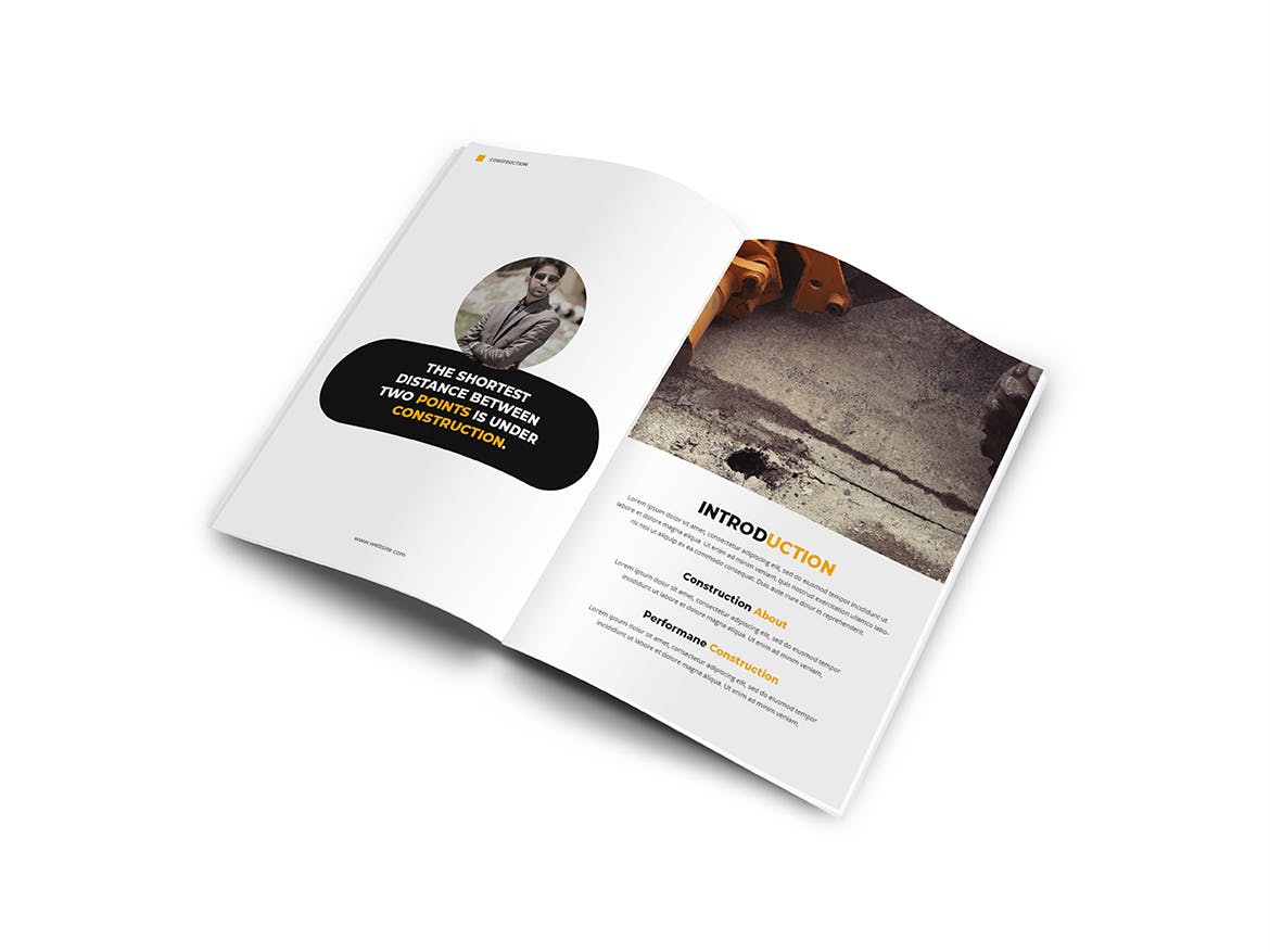 建筑公司/建筑师团队宣传画册设计模板 Construction A4 Brochure Template插图(3)