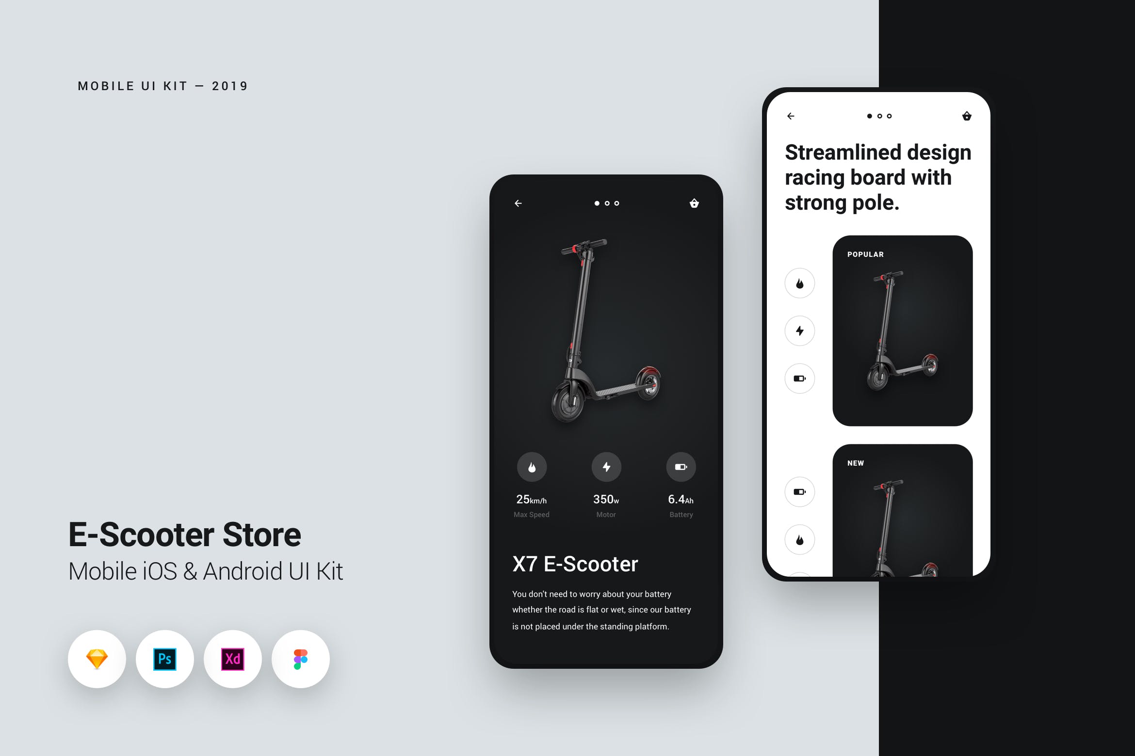 滑板车商店iOS平台APP用户界面设计套件 E-Scooter Store iOS Mobile UI Kit插图