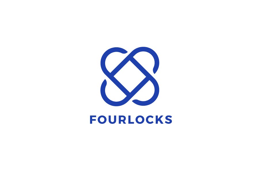 交叉环形跑道图形Logo模板 Four Locks Logo Template插图(2)