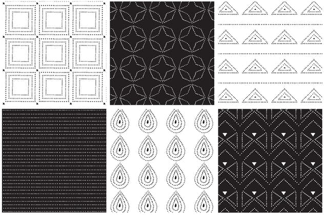 规则对称虚线矢量图案素材 Dotted Vector Patterns & Tiles插图(9)