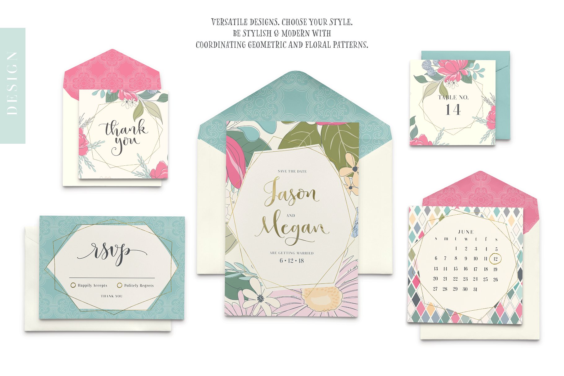 甜美时尚花卉和几何图案纹理 Floral & Pattern Design Set插图(1)
