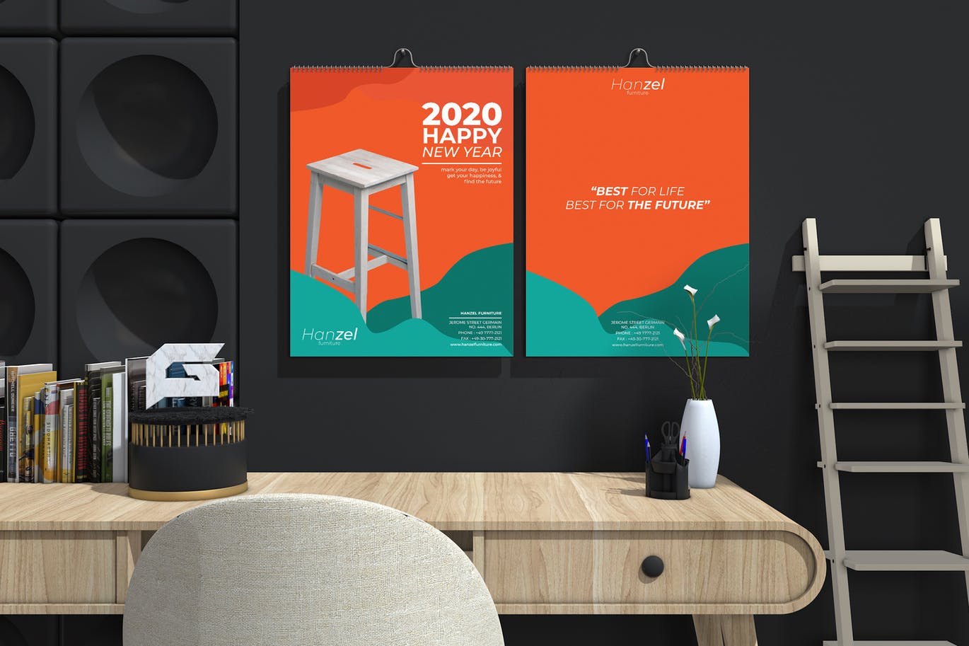 2020年家具设计公司定制挂墙活页日历设计模板 Hanzel – Furniture Wall Calendar 2020插图