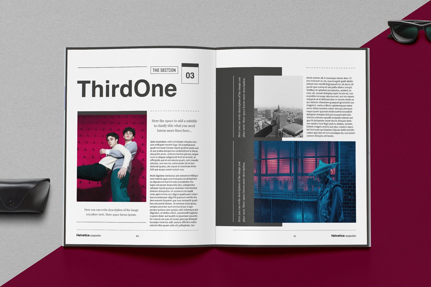 时尚行业产品评测杂志Indesign模板下载 Helvetica Magazine Indesign Template插图(6)