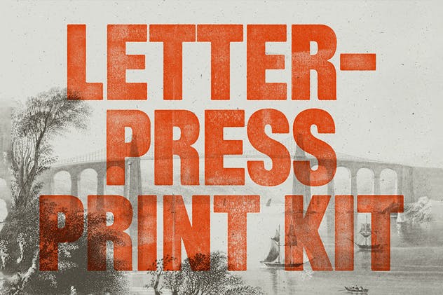 凸版文本印刷效果设计素材套件 Letterpress Print Kit插图(1)