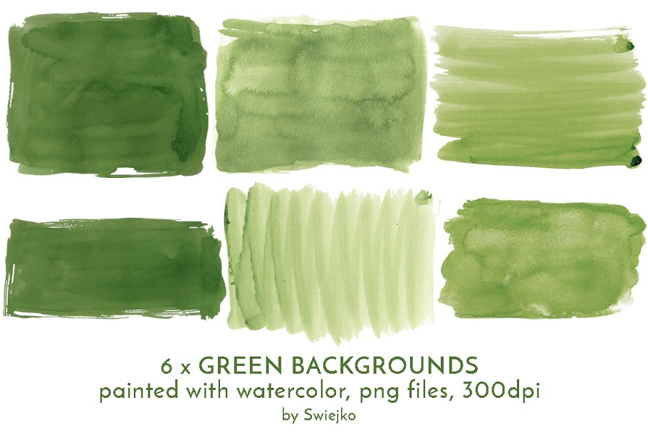 绿色水彩笔画图案纹理 Green Watercolor Background插图(1)