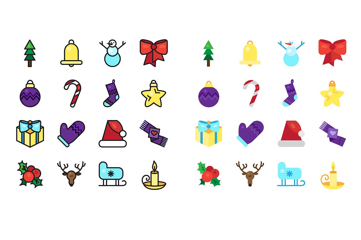 16枚圣诞节节日主题矢量图标素材 Christmas 16 Icons Set插图(1)