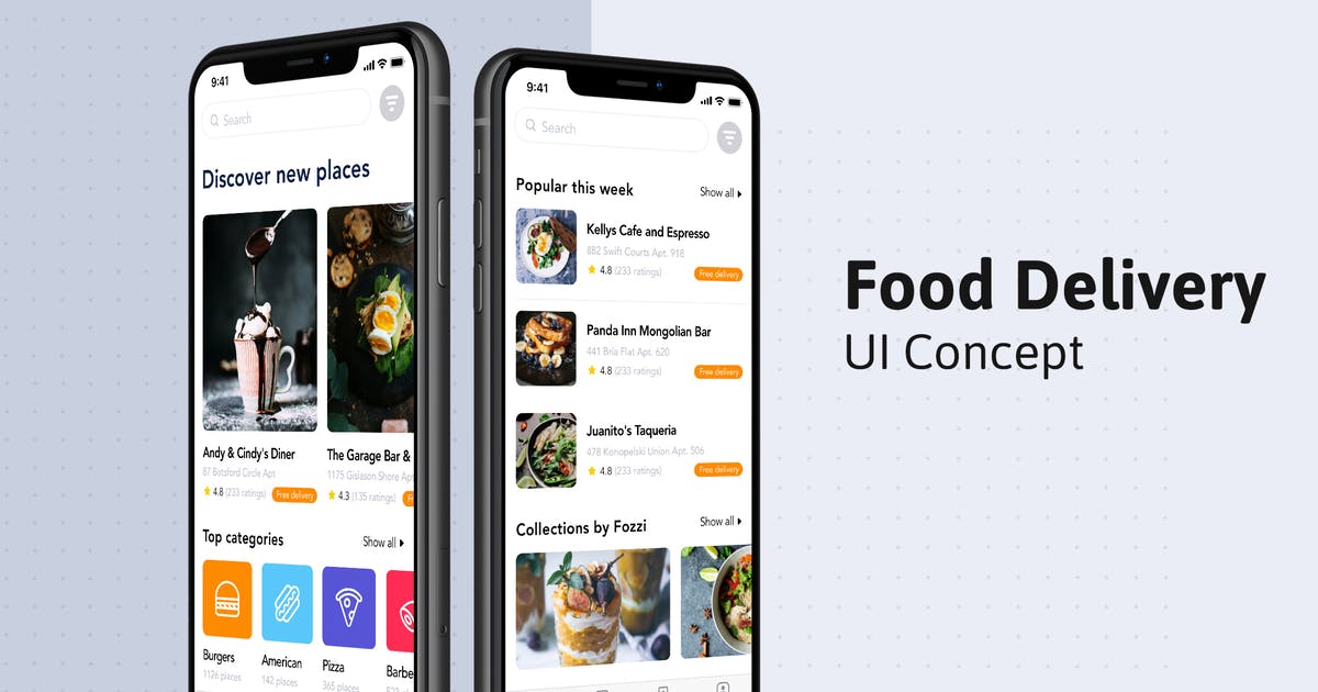 外卖订餐APP应用界面设计-主页设计 Food Delivery UI Kit –  Home screen插图