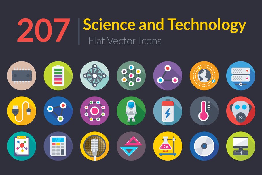 207 Science and Technology Flat Icon插图